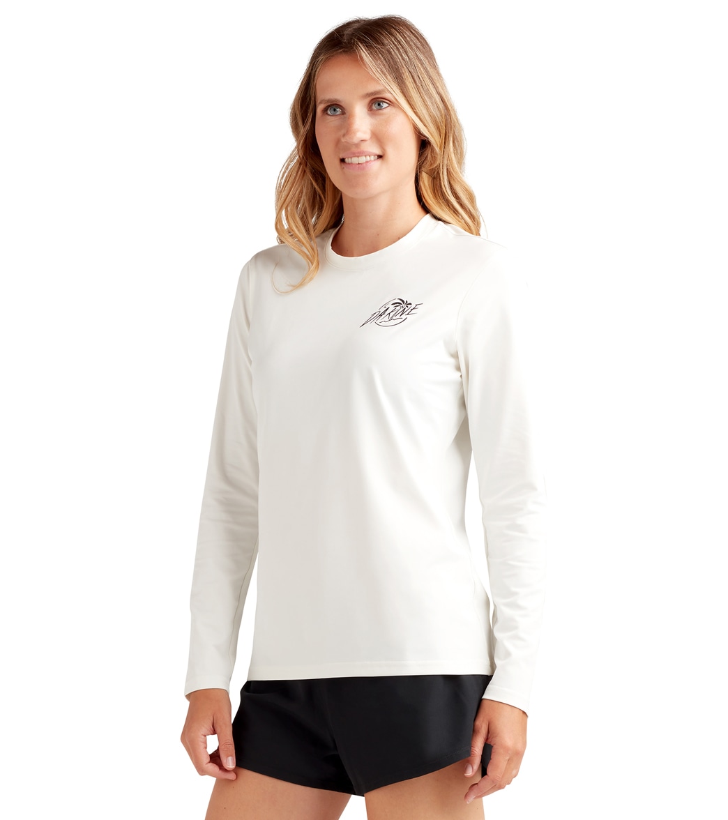 Dakine Women's Mission Crew Long Sleeve Upf 50 Surf Shirt - White Large Tee - Swimoutlet.com