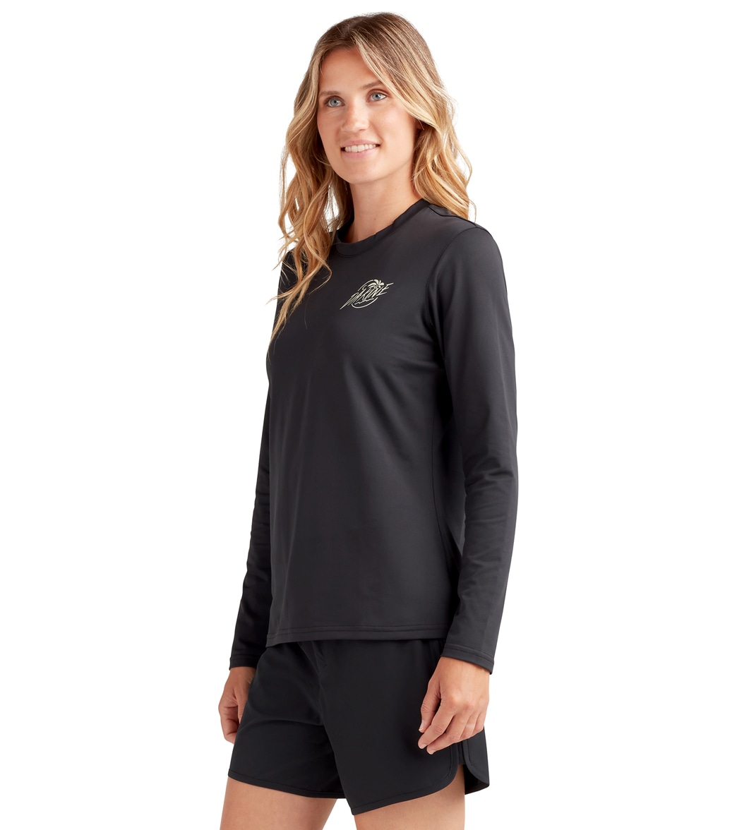 Dakine Women's Mission Crew Long Sleeve Upf 50 Surf Shirt - Black Large Tee - Swimoutlet.com