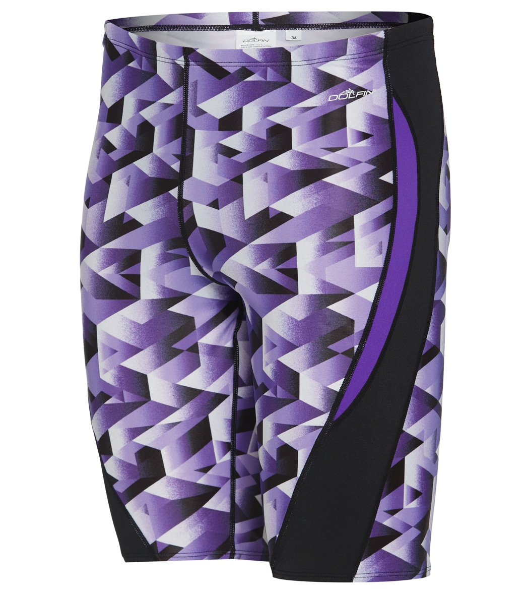 Dolfin Men's Reliance Molten Print Spliced Jammer Swimsuit - Purple 22 - Swimoutlet.com