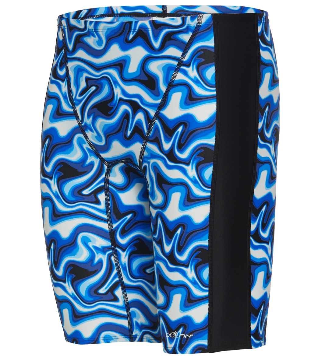 Dolfin Men's Xtrasleek Surge Print Spliced Jammer Swimsuit - Blue 32 - Swimoutlet.com