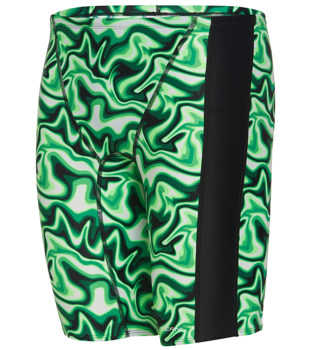 Dolfin Men's Xtrasleek Surge Print Spliced Jammer Swimsuit - Green 22 - Swimoutlet.com