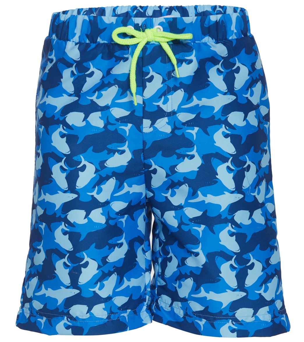 Swimfix Boys' Camo Shark Swim Trunks - Blue 10 - Swimoutlet.com
