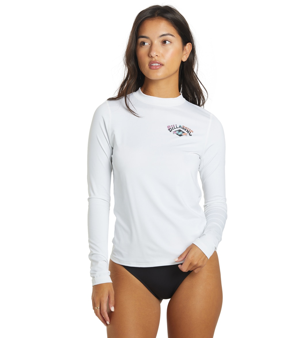 Billabong Women's Core Loose Fit Long Sleeve Upf 50 Surf Shirt - White Large/12 - Swimoutlet.com