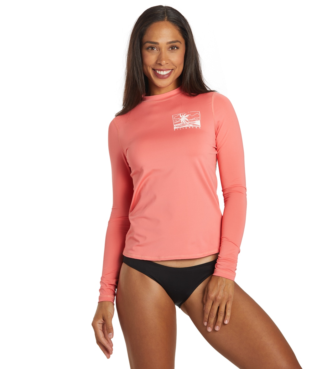 Billabong Women's Core Loose Fit Long Sleeve Upf 50 Surf Shirt - Vintage Coral Large/12 - Swimoutlet.com