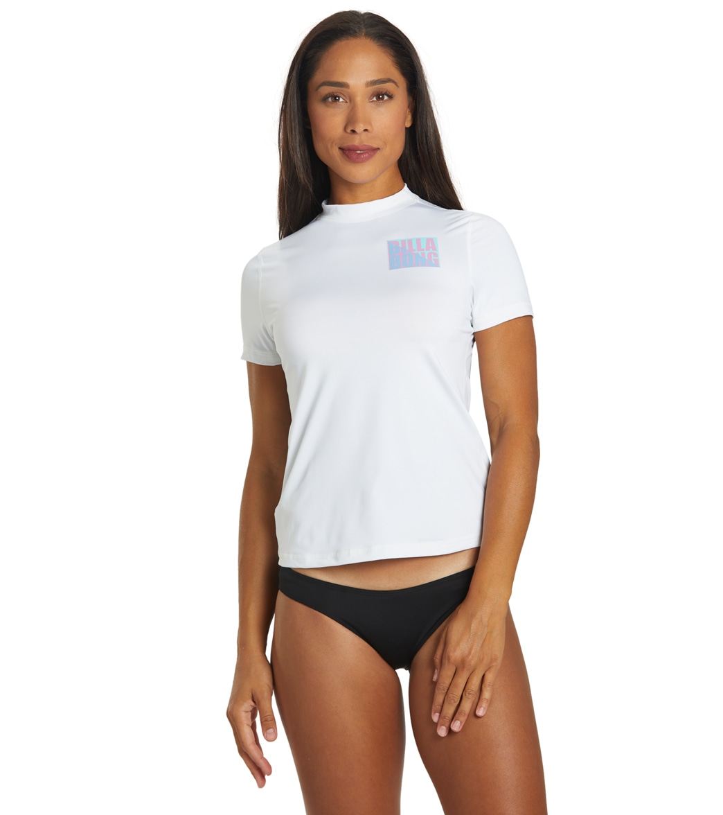 Billabong Women's Core Loose Fit Short Sleeve Upf 50 Surf Shirt - White Large/12 - Swimoutlet.com