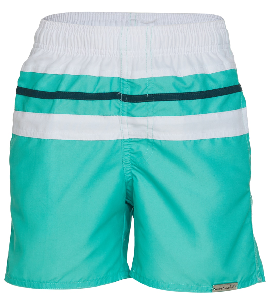 Wavebreaker Boys' Striped Swim Trunks - Light Green Us 10 Polyester - Swimoutlet.com