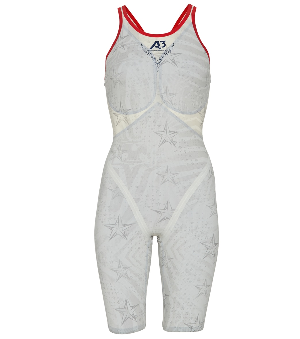 A3 Performance Women's Phenom Powerback Tech Suit Swimsuit - White 22 Elastane/Polyamide - Swimoutlet.com