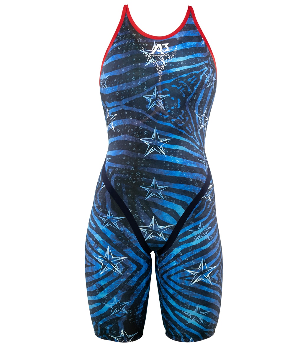 A3 Performance Women's Phenom Powerback Tech Suit Swimsuit - Blue 20 Elastane/Polyamide - Swimoutlet.com