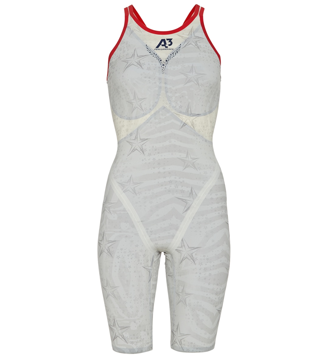 A3 Performance Women's Phenom Closed Back Tech Suit Swimsuit - White 22 Elastane/Polyamide - Swimoutlet.com