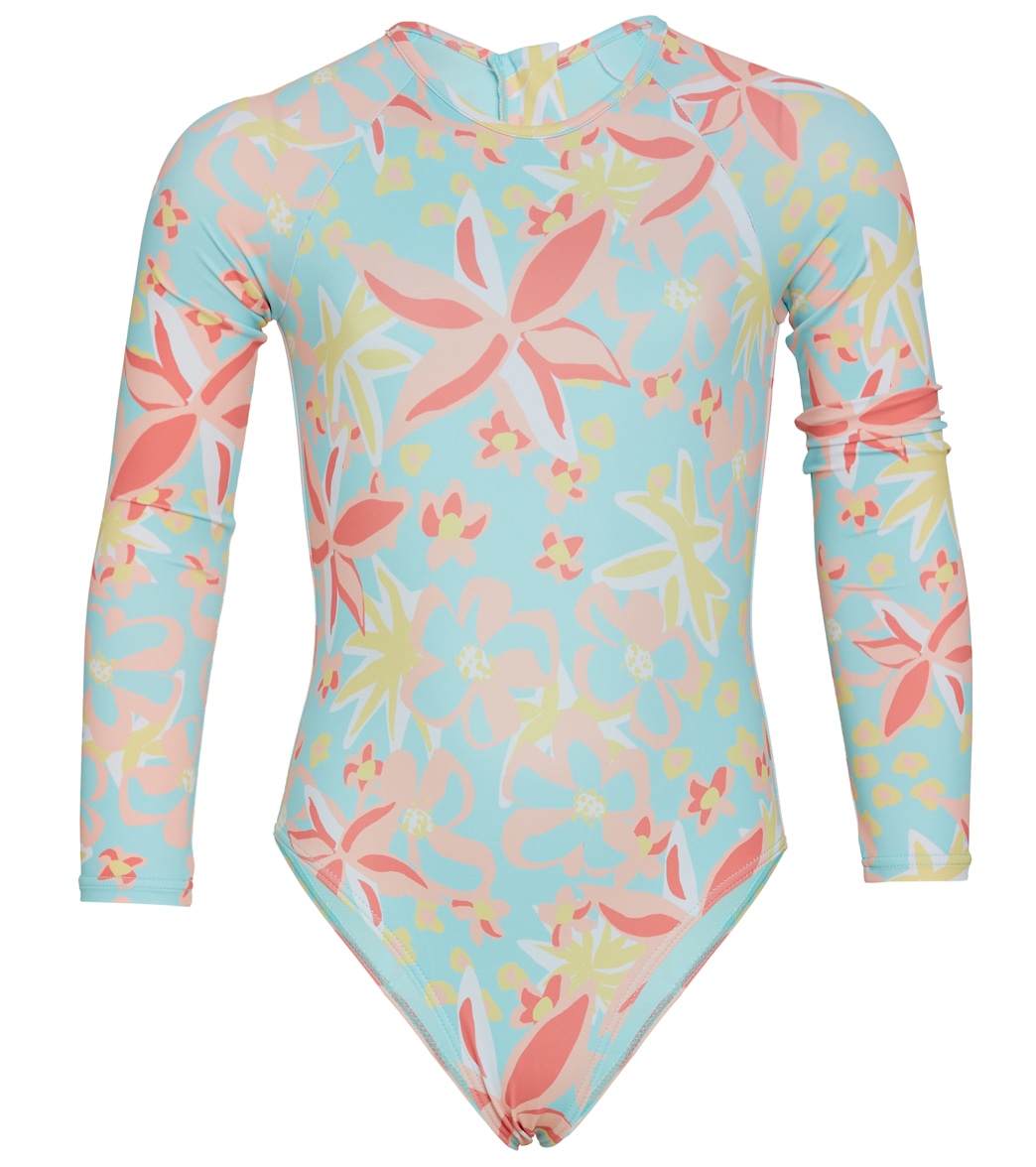 Roxy Girls' Holiday Flower Long Sleeve One Piece Swimsuit Toddler - Tanager Tur Tw Floral Conf 2 - Swimoutlet.com