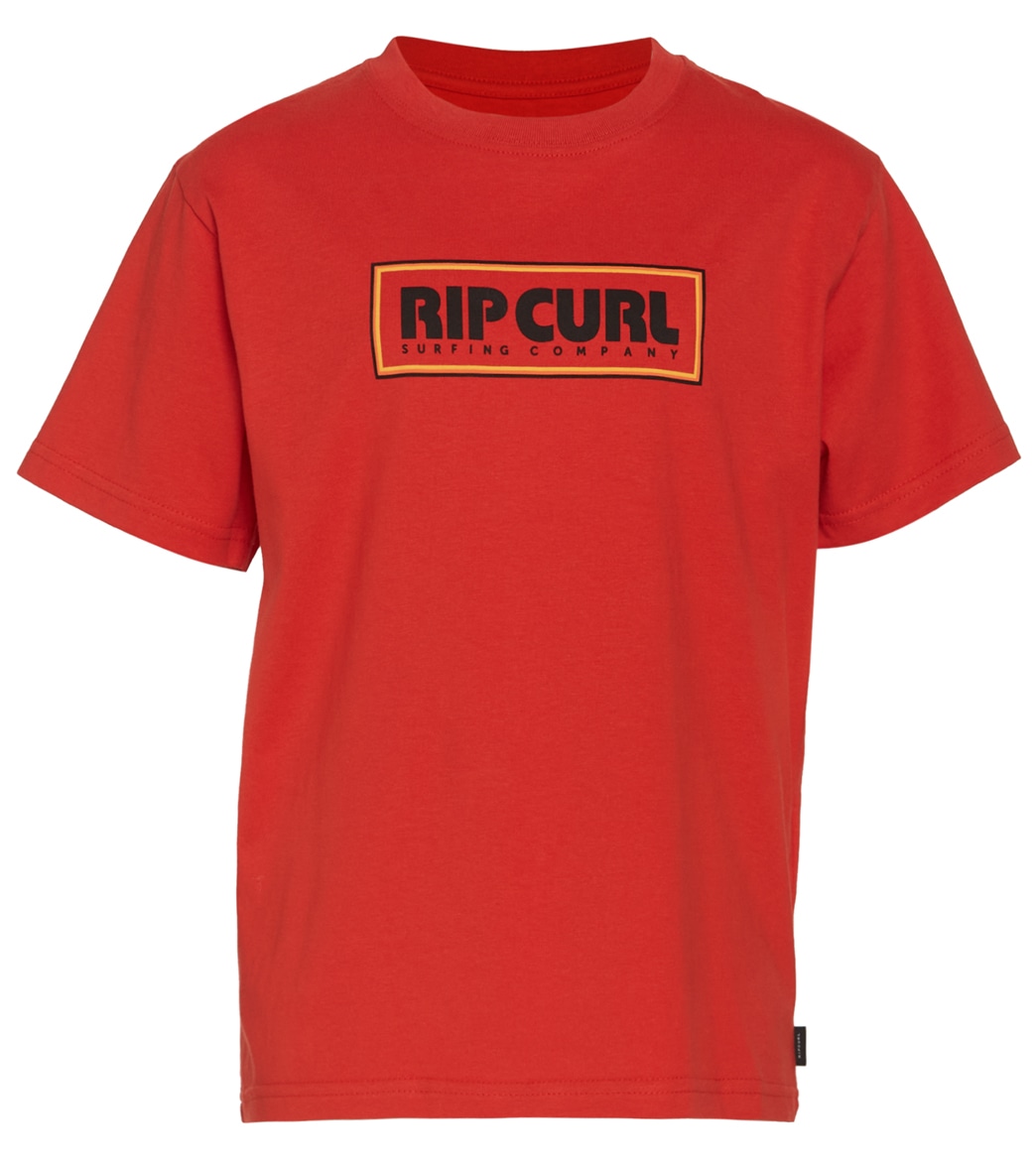 Rip Curl Boys' Surf Vibrations Short Sleeve Tee Big Kid Shirt - Blood 10 Cotton - Swimoutlet.com