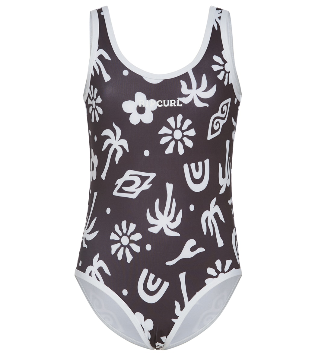 Rip Curl Girls' Low Tide One Piece Swimsuit Toddler - Washed Black 1/2 - Swimoutlet.com