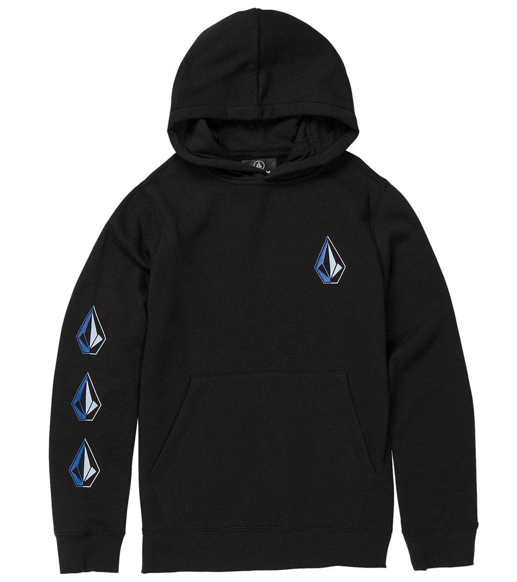 Volcom Boys' Iconic Stone Pullover Hoodie Big Kid - New Black Large Cotton/Polyester - Swimoutlet.com