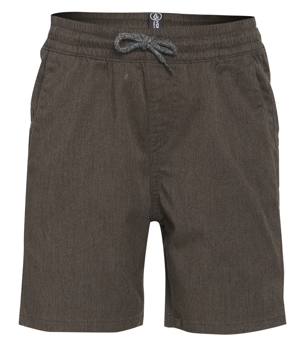 Volcom Boys' Frickin 15 Elastic Shorts Big Kid - Charcoal Heather Large Cotton/Polyester - Swimoutlet.com