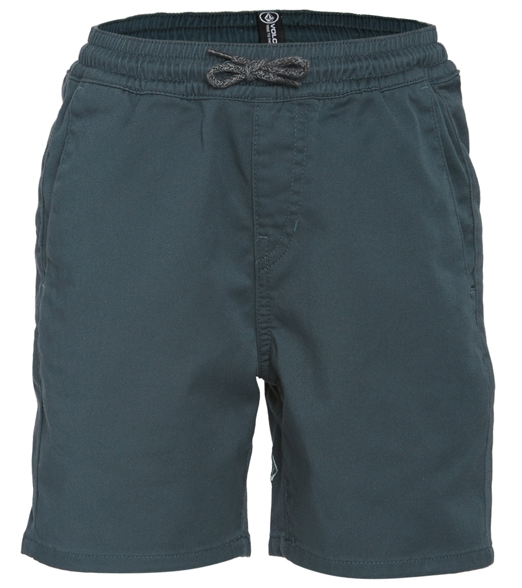 Volcom Boys' Frickin 15 Elastic Shorts Big Kid - Marina Blue Large Cotton/Polyester - Swimoutlet.com