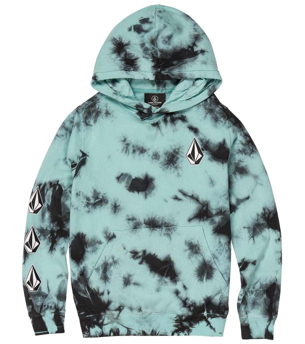 Volcom Boys' Iconic Stone Plus Pullover Hoodie Big Kid - Chlorine Large Cotton/Polyester - Swimoutlet.com