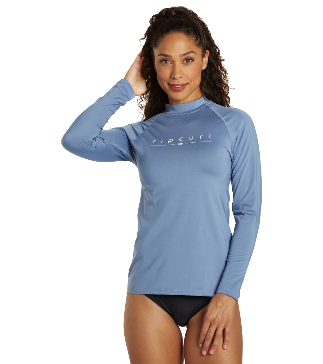 Rip Curl Women's Golden Rays Long Sleeve Upf 50 Surf Shirt - Mid Blue Large - Swimoutlet.com