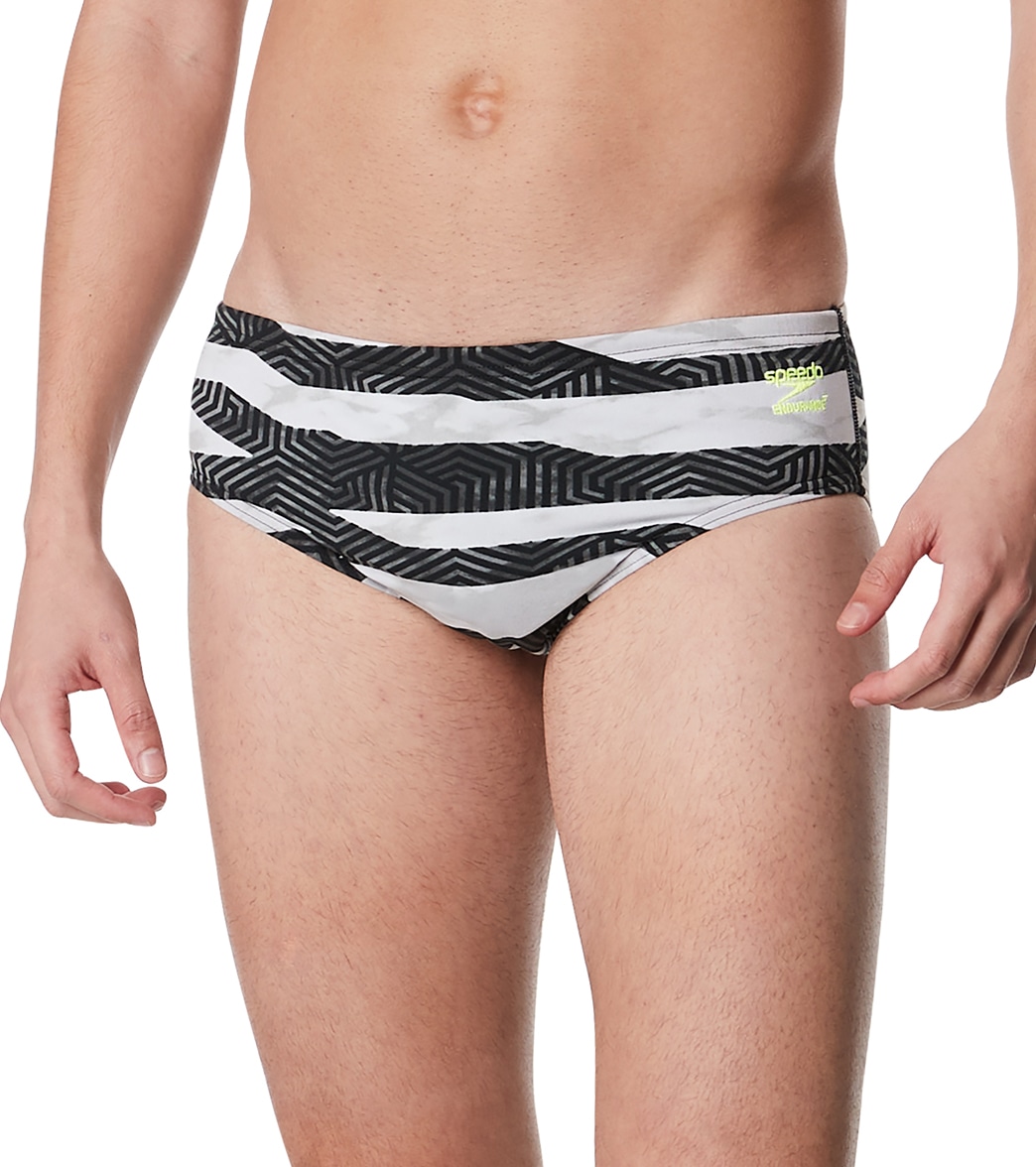 Speedo Men's Contort Stripes Brief Swimsuit - Anthracite 26 - Swimoutlet.com