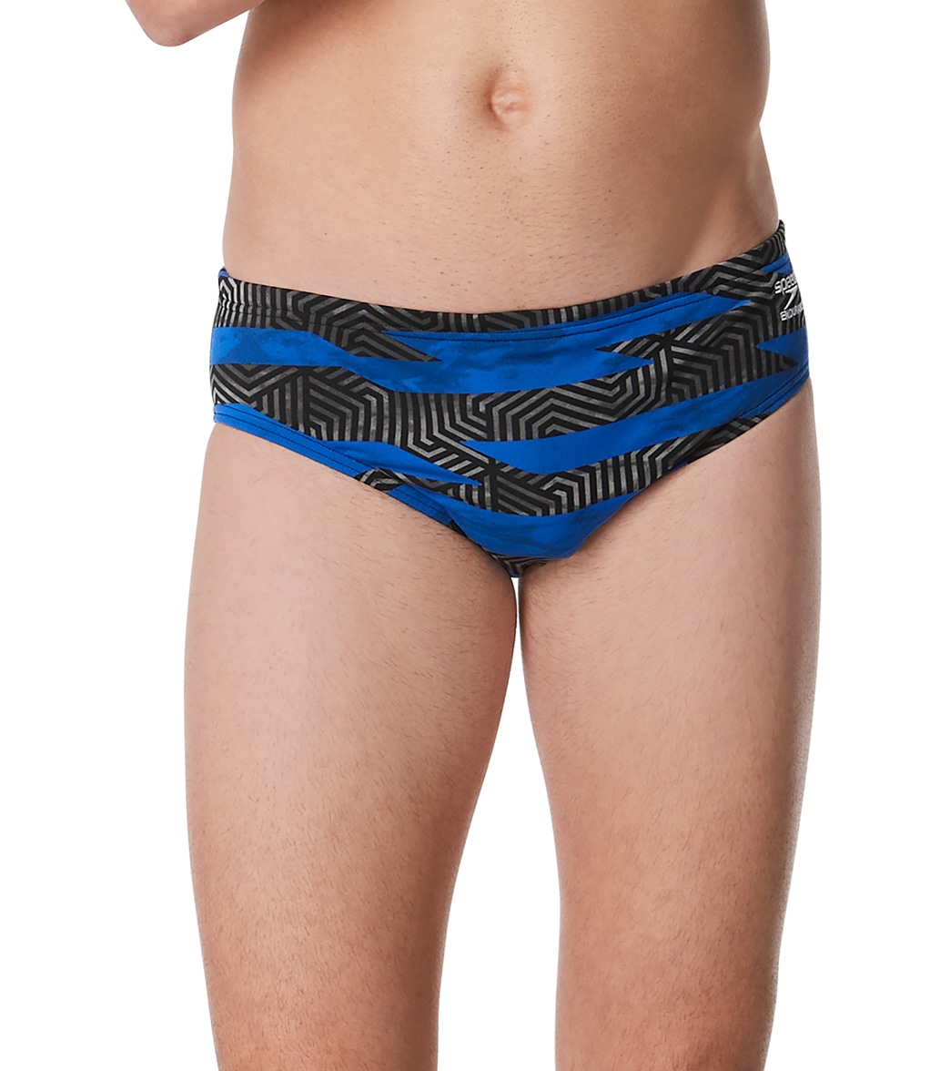 Speedo Men's Contort Stripes Brief Swimsuit - Blue 22 - Swimoutlet.com