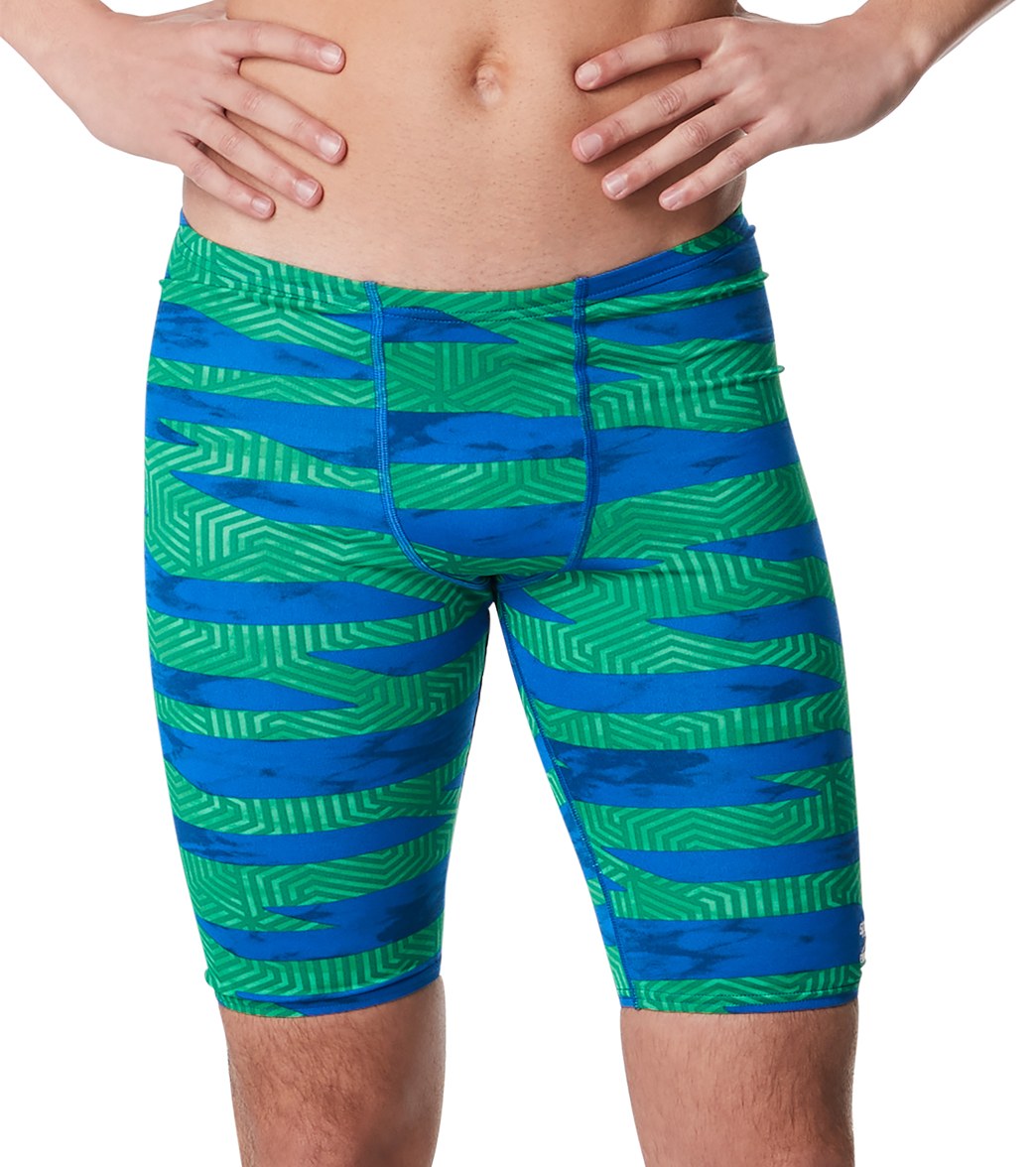 Speedo Men's Contort Stripes Jammer Swimsuit - Blue/Green 26 - Swimoutlet.com