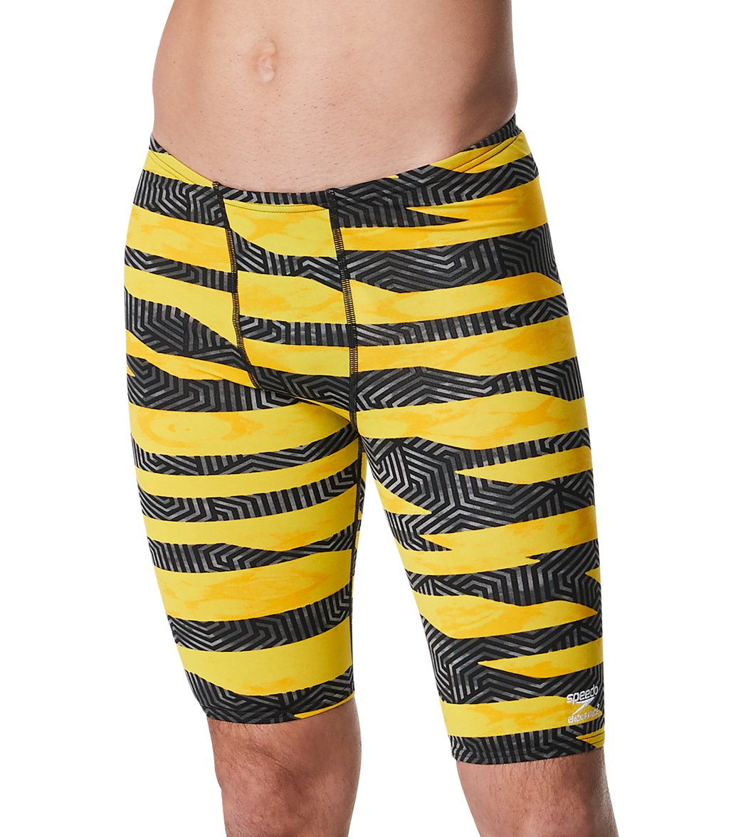 Speedo Men's Contort Stripes Jammer Swimsuit - Yellow 28 - Swimoutlet.com