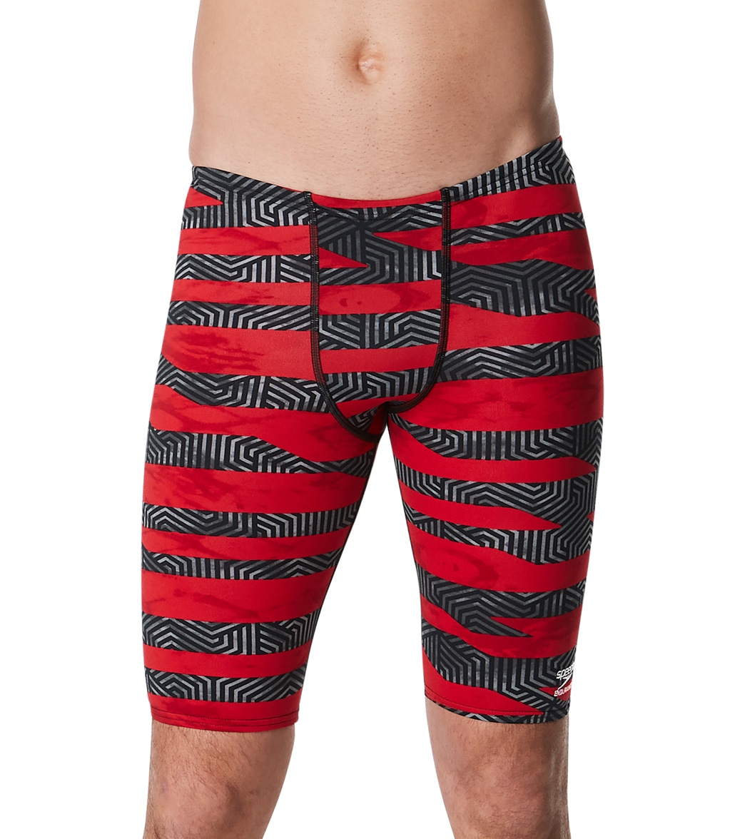 Speedo Men's Contort Stripes Jammer Swimsuit - Red 24 - Swimoutlet.com