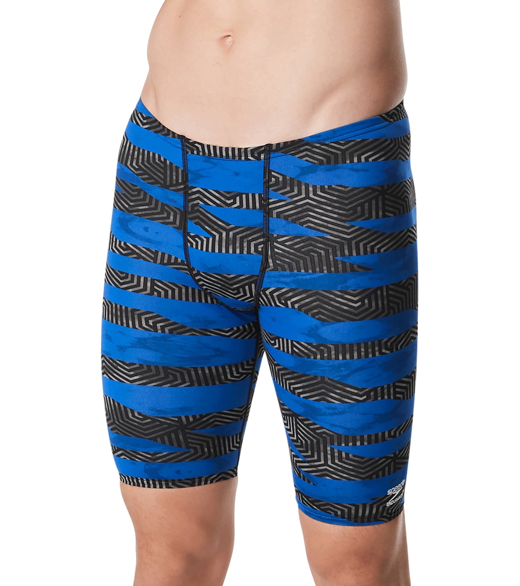 Speedo Men's Contort Stripes Jammer Swimsuit - Blue 38 - Swimoutlet.com
