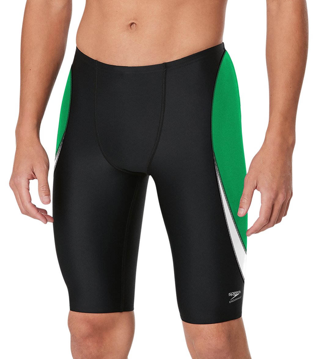 Speedo Men's Edge Splice Jammer Swimsuit - Black/Green 22 - Swimoutlet.com