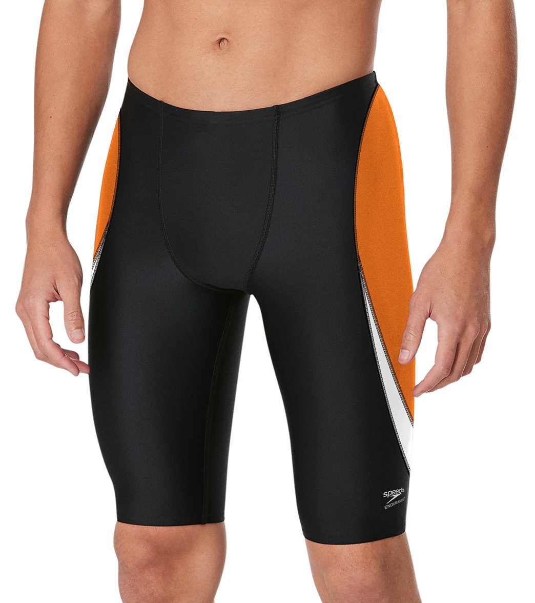 Speedo Men's Edge Splice Jammer Swimsuit - Black/Orange 22 - Swimoutlet.com