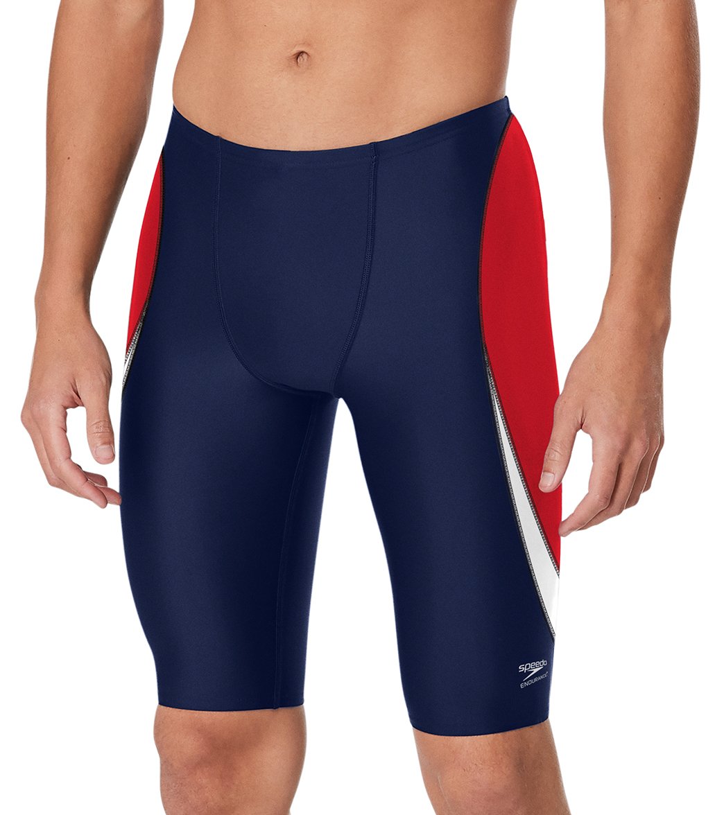 Speedo Men's Edge Splice Jammer Swimsuit - Navy/Red 22 - Swimoutlet.com