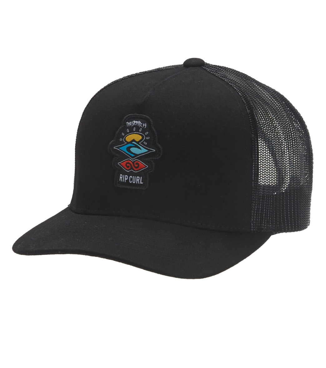 Rip Curl Men's Icons Eco Trucker Hat - Black/Red One Size - Swimoutlet.com
