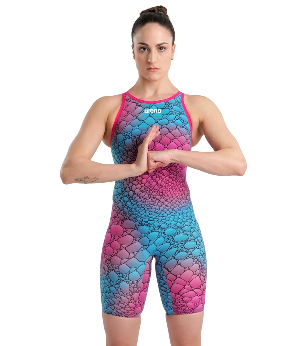 Arena women's powerskin carbon air2 sl gator limited edition open back tech suit swimsuit - twilight 34 elastane/polyamide - swimoutlet.com