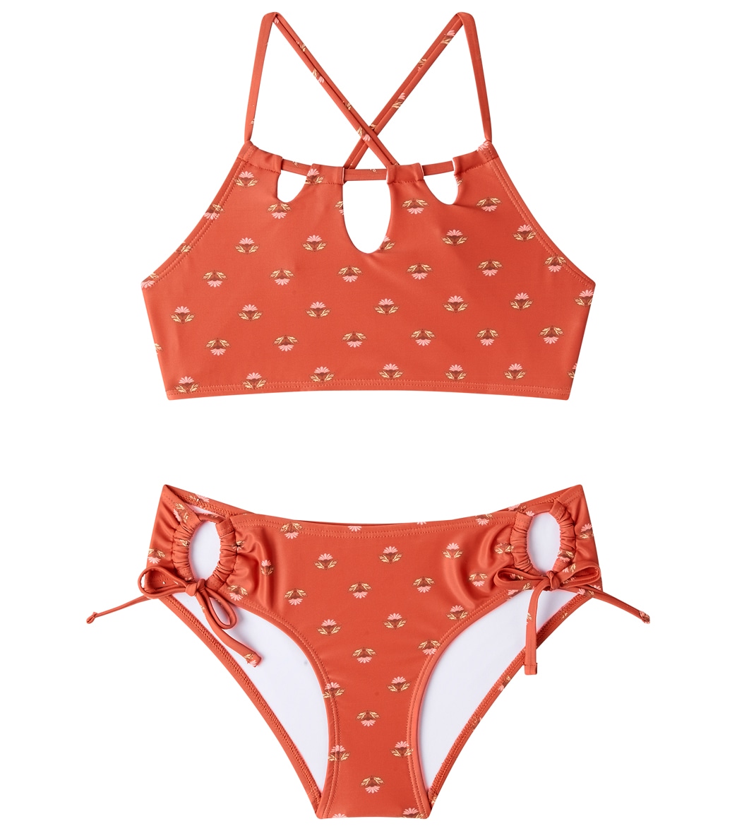 Seafolly Girls' Papillon Two Piece Halter Bikini Set Big Kid - Nouveau Ditsy 10 - Swimoutlet.com