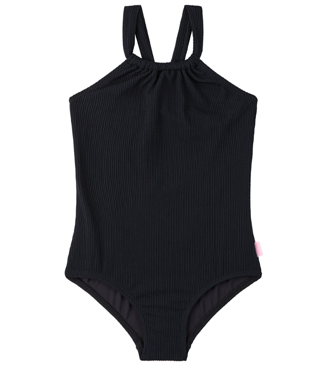 Seafolly Girls' Essential Crossback One Piece Swimsuit Big Kid - Black 10 - Swimoutlet.com