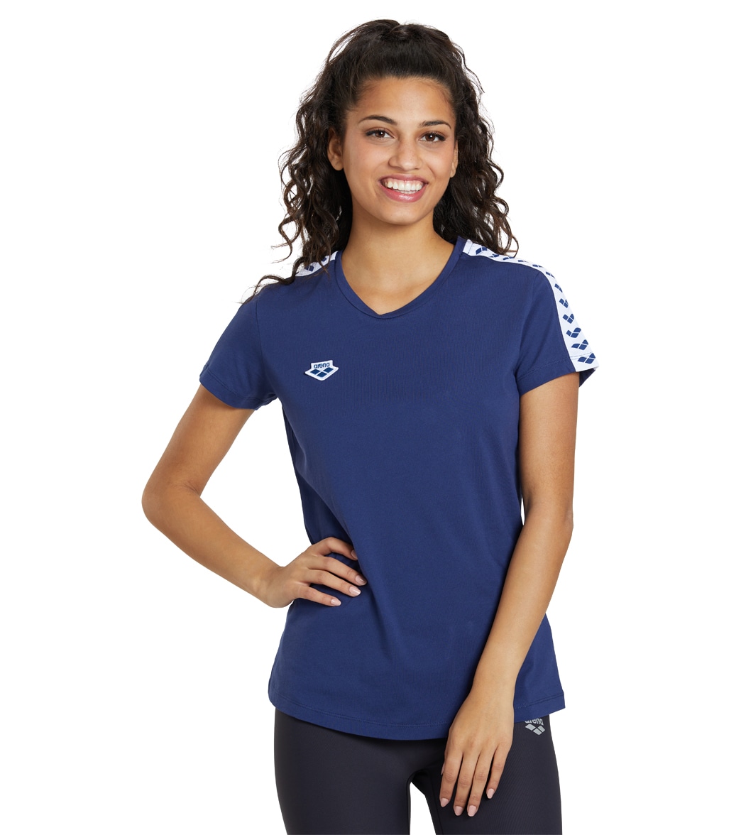 Arena Women's Icons Team Short Sleeve T-Shirt - Navy/White/Navy Large Cotton - Swimoutlet.com