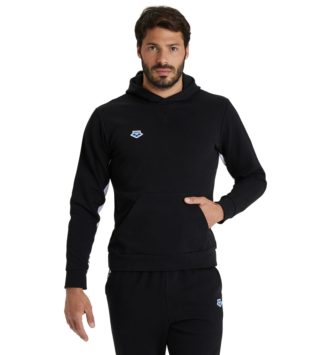 Arena Men's Icons Solid Pullover Hoodie - Black/White/Black X-Small Cotton - Swimoutlet.com