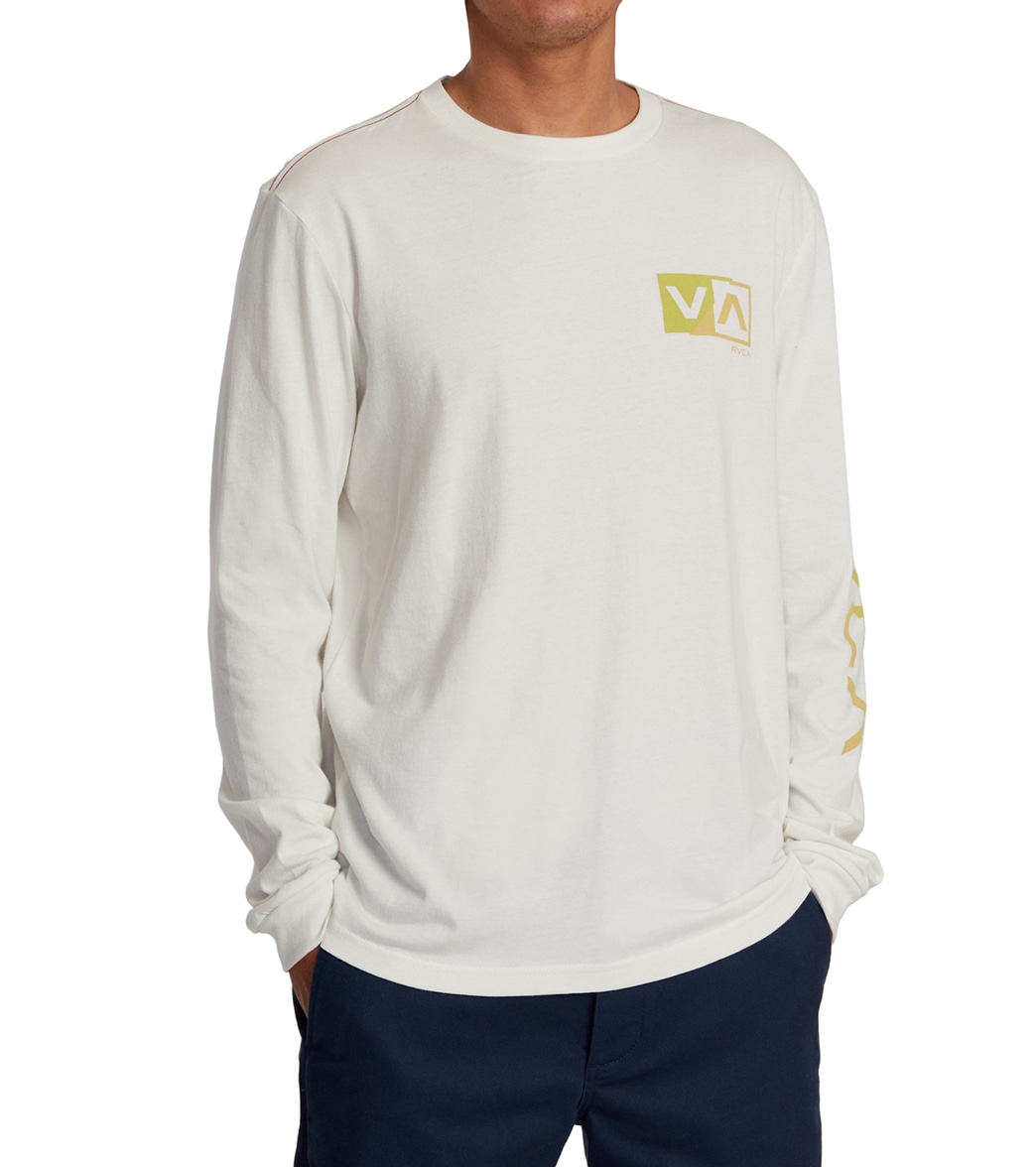 Rvca Men's Shifted Long Sleeve Tee Shirt - Antique White Large Cotton - Swimoutlet.com