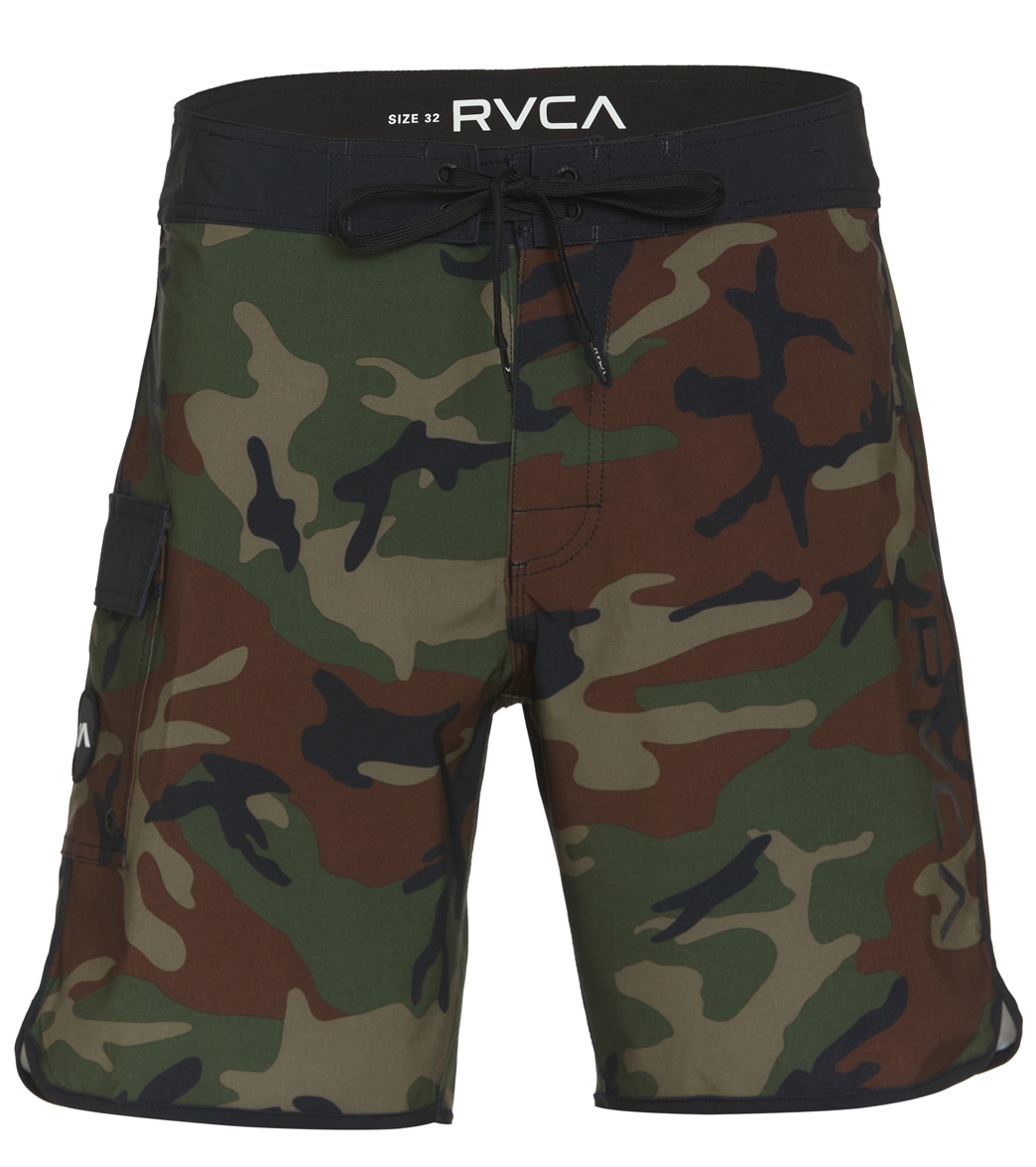 Rvca Men's 18 Eastern Board Shorts - Woodland Camo 28 - Swimoutlet.com