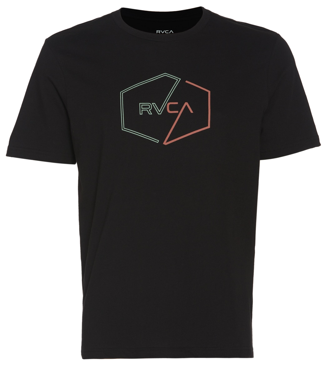 Rvca Men's Halfway Short Sleeve Tee Shirt - Black Large Cotton - Swimoutlet.com