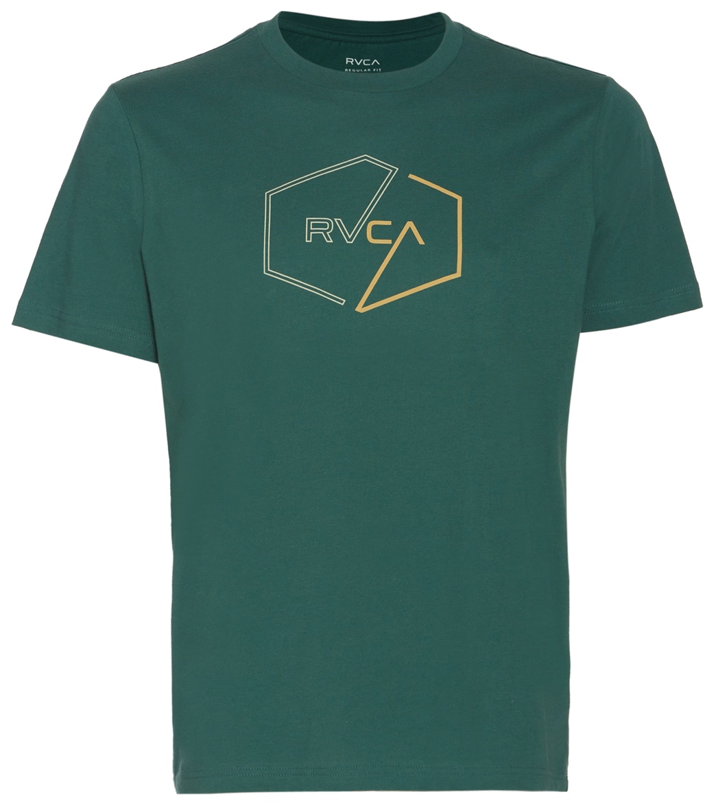 Rvca Men's Halfway Short Sleeve Tee Shirt - Hunter Green Large Cotton - Swimoutlet.com