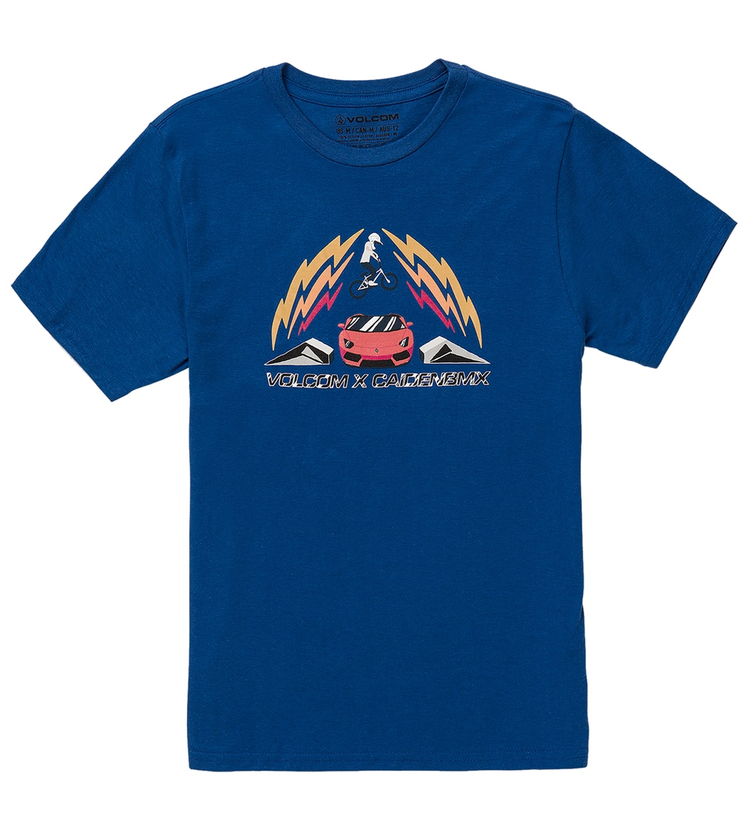 Volcom Boys' Sender Short Sleeve Tee Big Kid Shirt - Royal Large Cotton - Swimoutlet.com