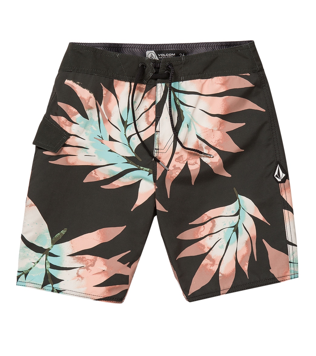 Volcom Boys' Mod Seeweed Board Shorts Big Kid - Rinsed Black 30 Polyester - Swimoutlet.com