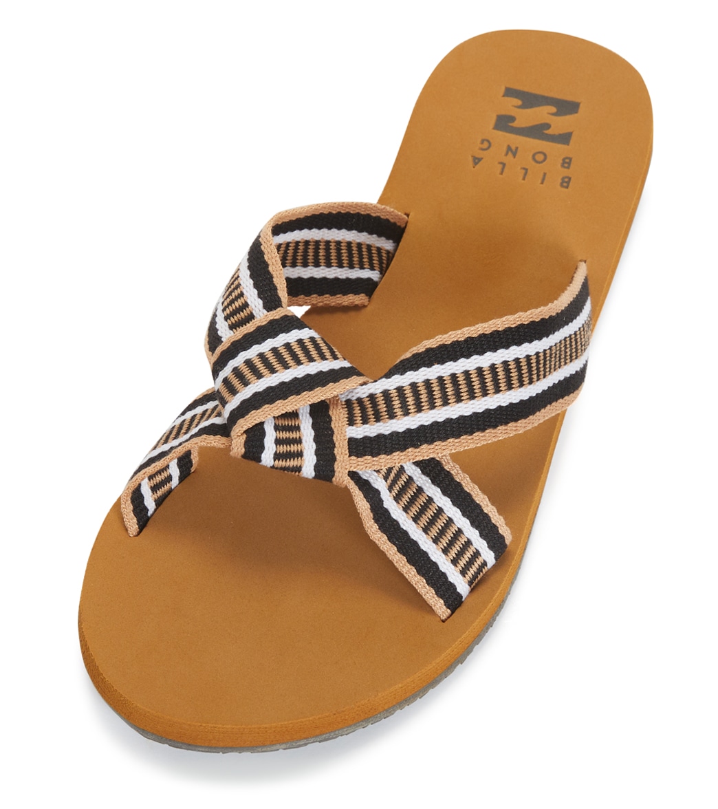 Billabong Women's Seashell Slides Sandals - Black/Tan 7 - Swimoutlet.com