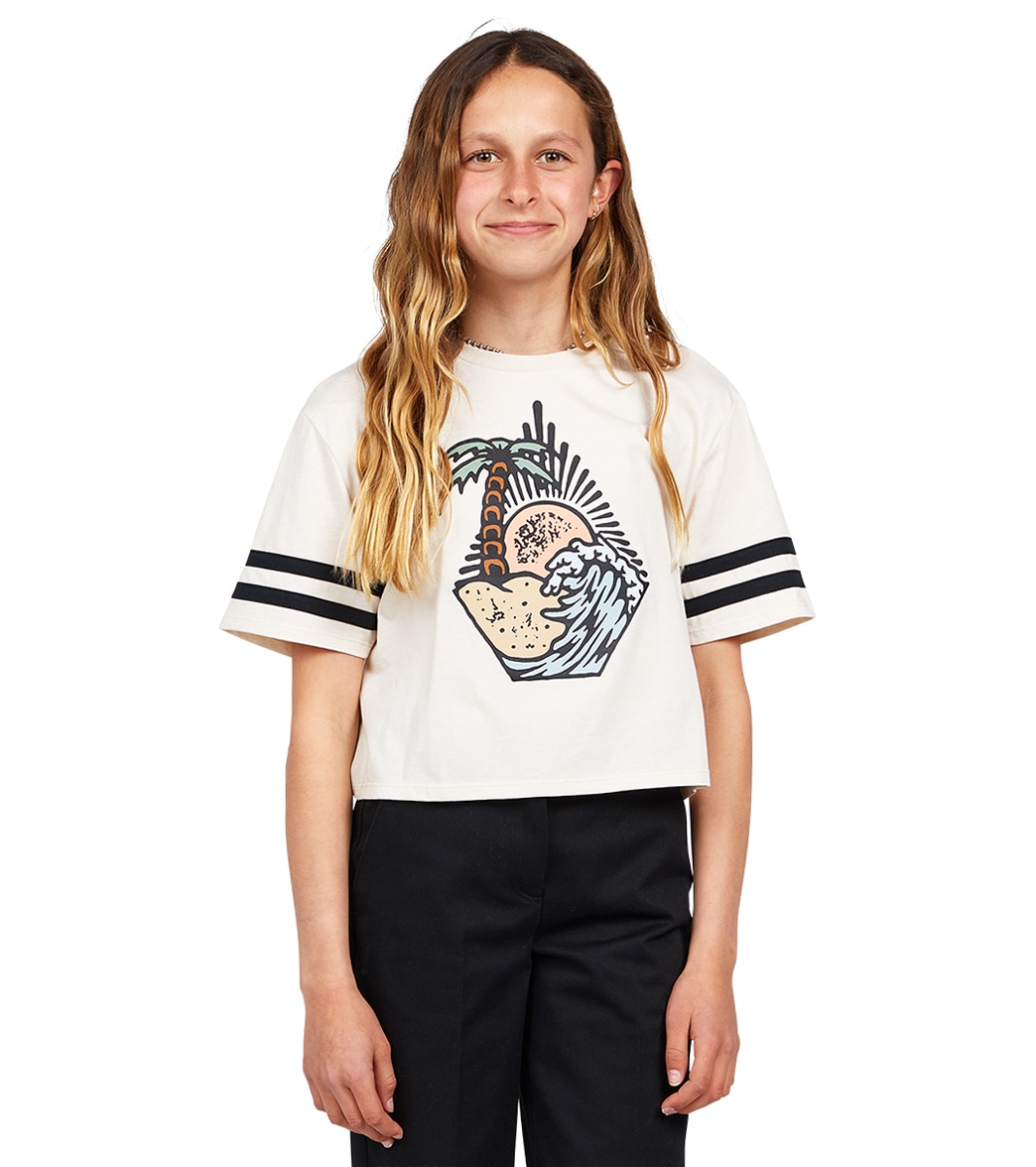 Volcom Girls' Truly Stoked Tee Shirt Big Kid - Sand Large Cotton/Polyester - Swimoutlet.com