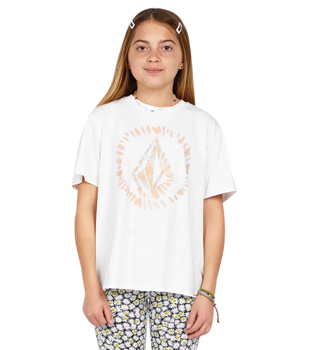 Volcom Girls' Truly Stoked Bf Short Sleeve Tee Shirt Big Kid - Star White Medium Cotton/Polyester - Swimoutlet.com