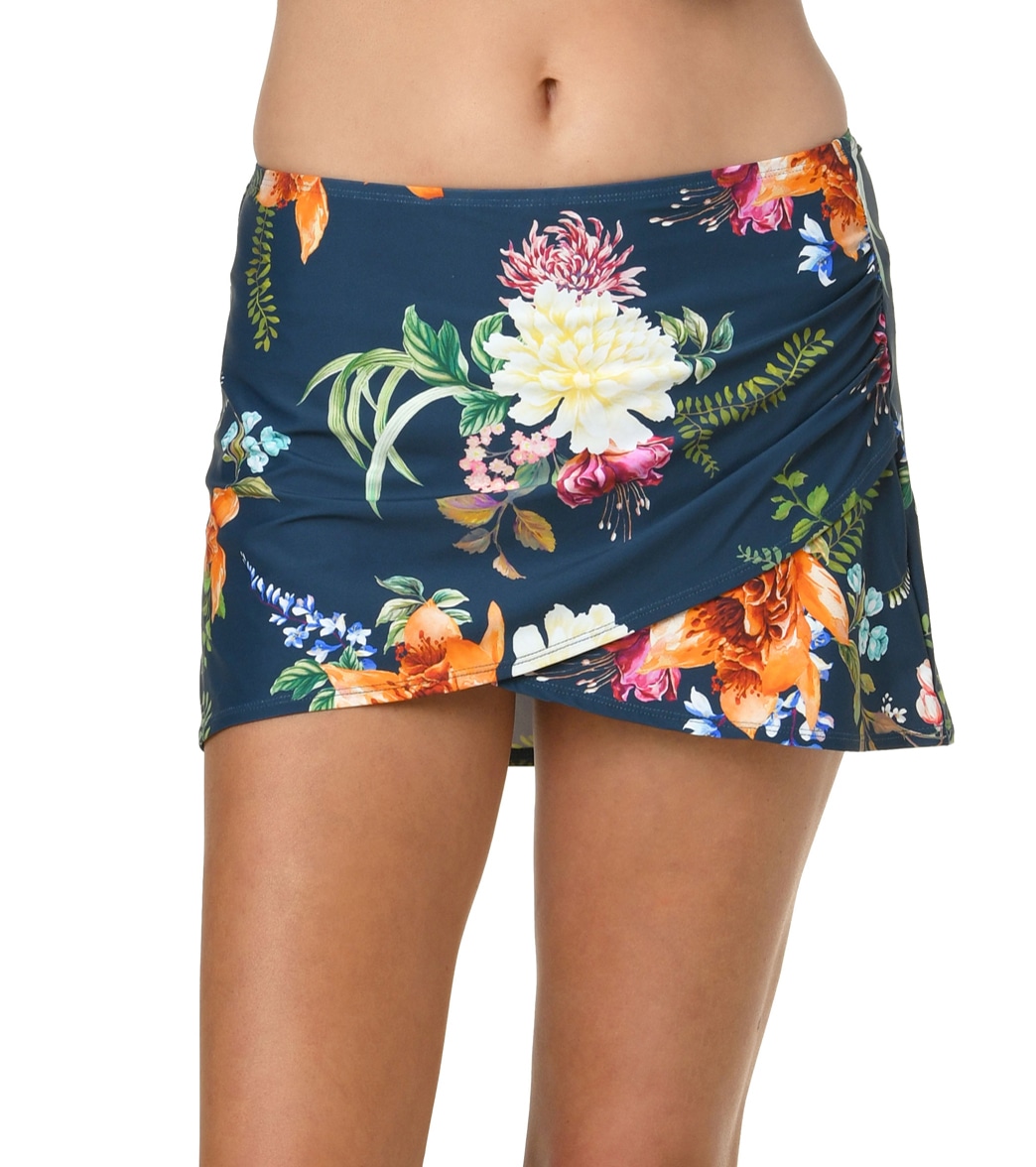 Jantzen Women's Floral Enchantment Cover Up Skirt - Azure 14 Elastane/Polyamide - Swimoutlet.com