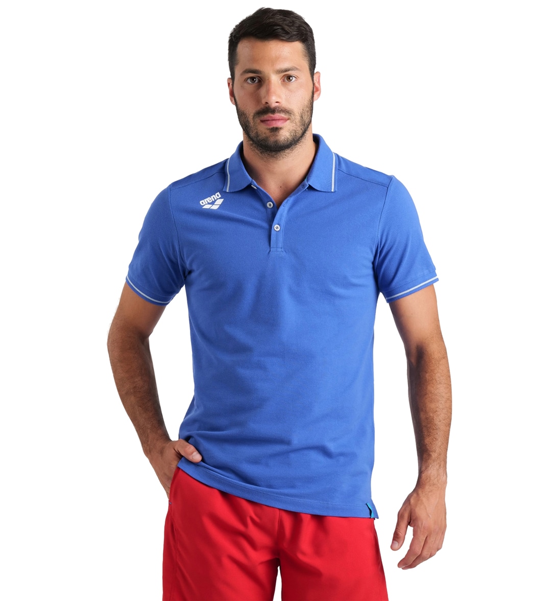 Arena Men's Team Solid Cotton Short Sleeve Polo Shirt - Royal 3Xl - Swimoutlet.com