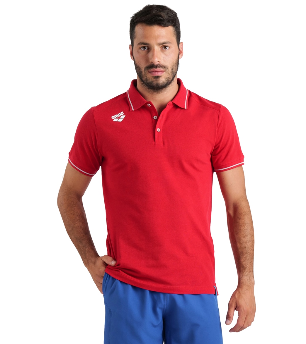 Arena Men's Team Solid Cotton Short Sleeve Polo Shirt - Red 3Xl - Swimoutlet.com