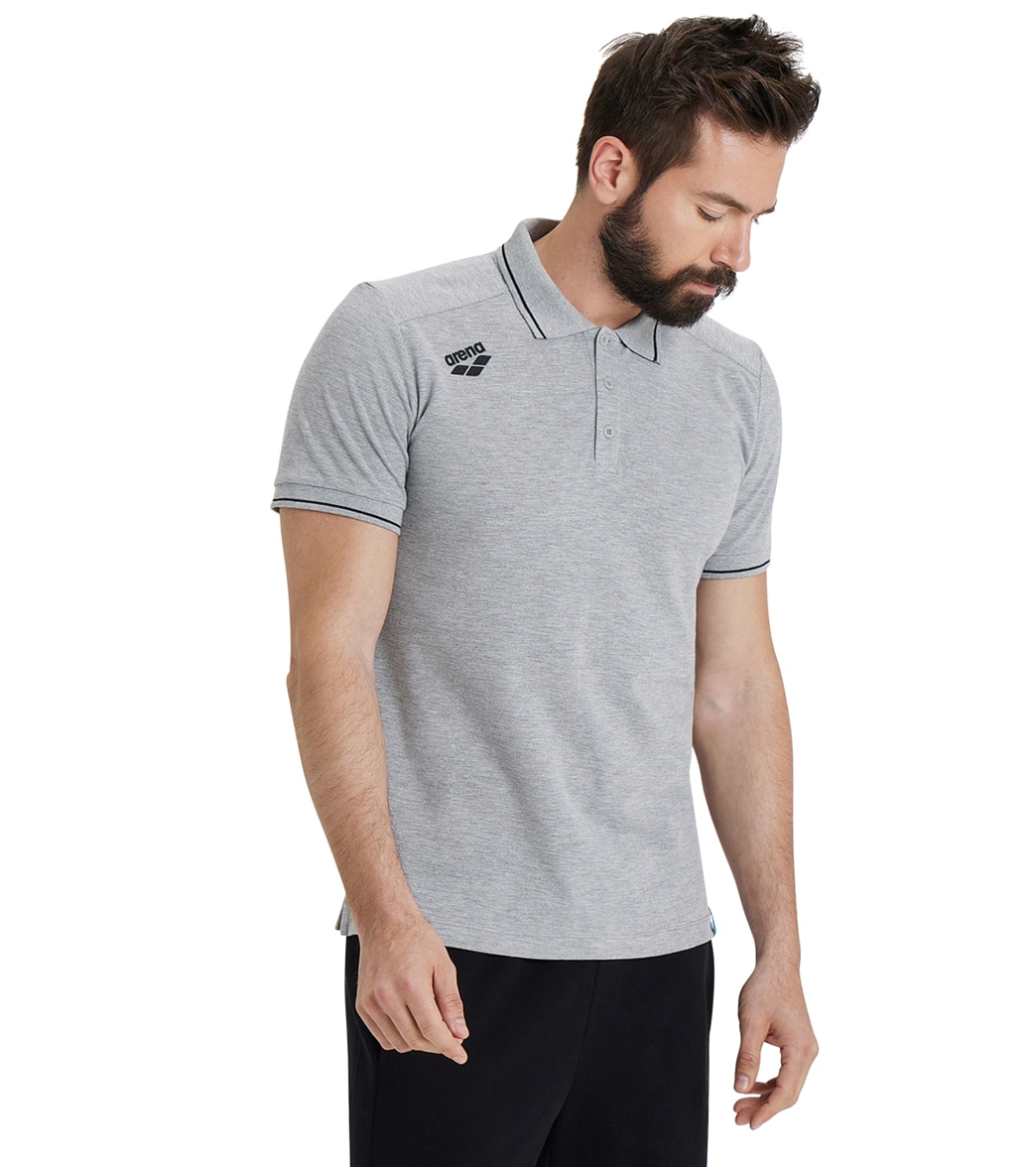 Arena Men's Team Solid Cotton Short Sleeve Polo Shirt - Medium Grey Heather 3Xl - Swimoutlet.com