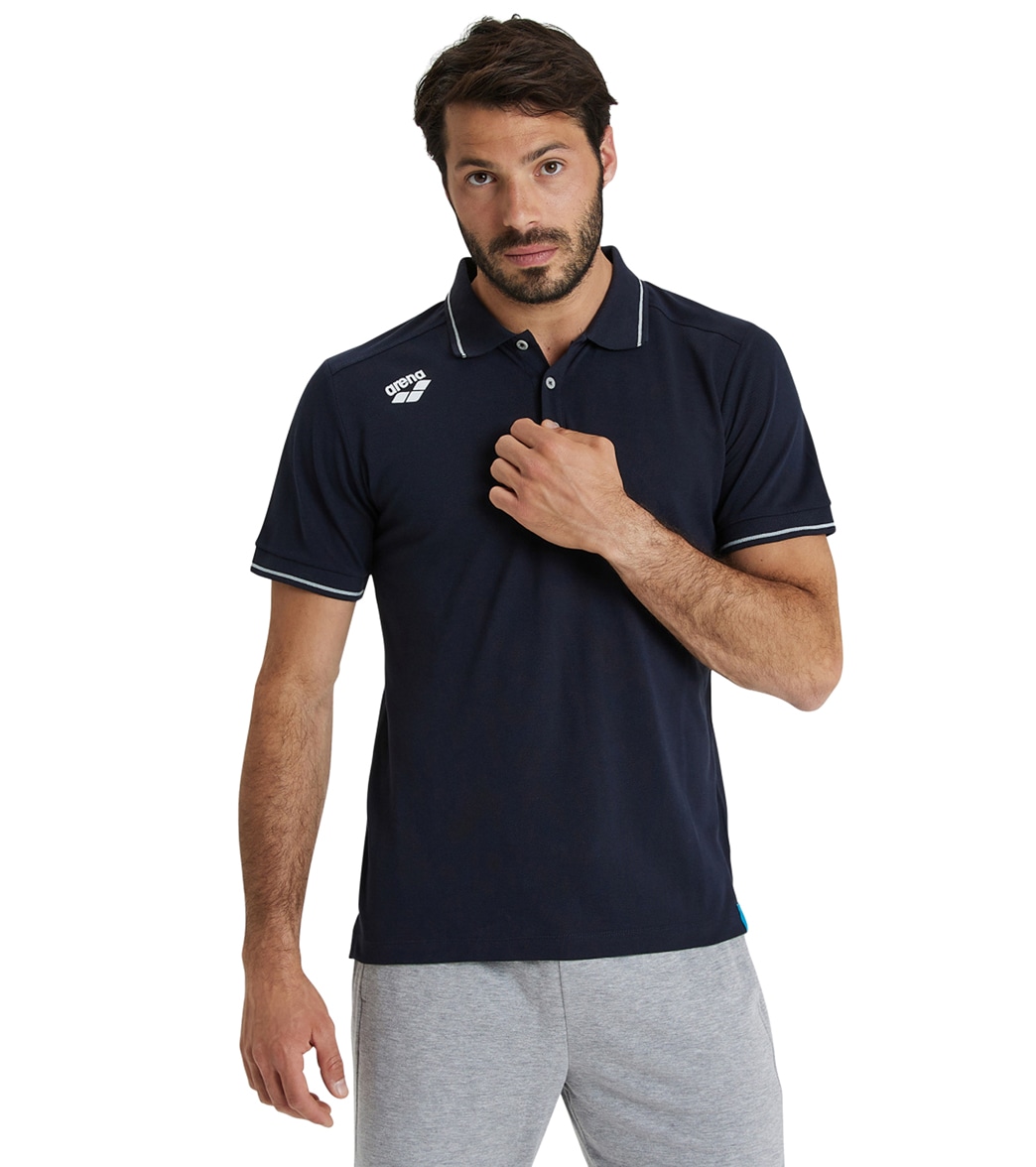 Arena Men's Team Solid Cotton Short Sleeve Polo Shirt - Navy 3Xl - Swimoutlet.com